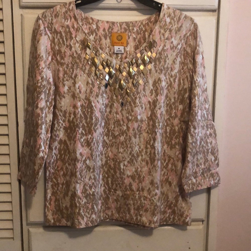 Ruby Rd embellished v neck top M